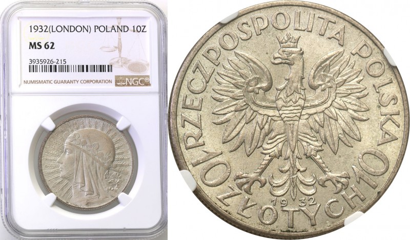 Poland II Republic 
POLSKA / POLAND / POLEN

II RP. 10 zlotych 1932 Womens he...
