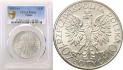 Poland II Republic 
POLSKA / POLAND / POLEN

II RP. 10 zlotych 1932 Womens head (with mint mark) PCGS MS63 
Druga najwyższa nota grdingowa na świe...