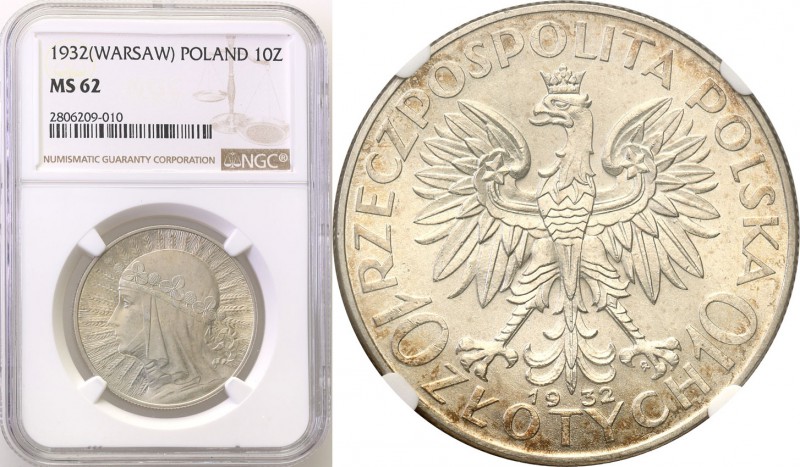 Poland II Republic 
POLSKA / POLAND / POLEN

II RP. 10 zlotych 1932 Womens he...