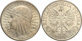 Poland II Republic 
POLSKA / POLAND / POLEN

II RP. 10 zlotych 1933 Womens head 
Piękny połysk, delikatna patyna.Parchimowicz 120c
Waga/Weight: M...