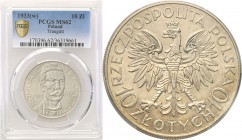 Poland II Republic 
POLSKA / POLAND / POLEN

II RP. 10 zlotych 1933 Traugutt PCGS MS62 
Piękny egzemplarz, intensywny połysk menniczy i wspaniale ...