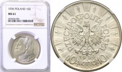 Poland II Republic 
POLSKA / POLAND / POLEN

II RP. 10 zlotych 1936 Pilsudski NGC MS61 
Piękny egzemplarz, intensywny połysk menniczy i wspaniale ...