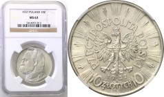 Poland II Republic 
POLSKA / POLAND / POLEN

II RP. 10 zlotych 1937 Pilsudski NGC MS63 
Wspaniale zachowany egzemplarz. Intensywny połysk menniczy...