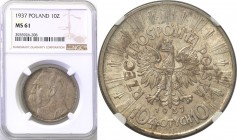 Poland II Republic 
POLSKA / POLAND / POLEN

II RP. 10 zlotych 1937 Pilsudski NGC MS61 
Wspaniale zachowany egzemplarz, połysk menniczy, ładna pat...