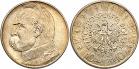 Poland II Republic 
POLSKA / POLAND / POLEN

RP. 10 zlotych 1937 Pilsudski 
Pięknie zachowana moneta ze złotą patyną. Rzadsza w takim stanie zacho...