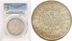 Poland II Republic 
POLSKA / POLAND / POLEN

II RP. 10 zlotych 1939 Pilsudski PCGS MS64 
Menniczy egzemplarz z pięknym połyskiem menniczym i delik...