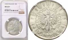 Poland II Republic 
POLSKA / POLAND / POLEN

II RP. 10 zlotych 1939 Pilsudski NGC MS63+ 
Wyśmienicie zachowana moneta. Połysk na całej powierzchni...