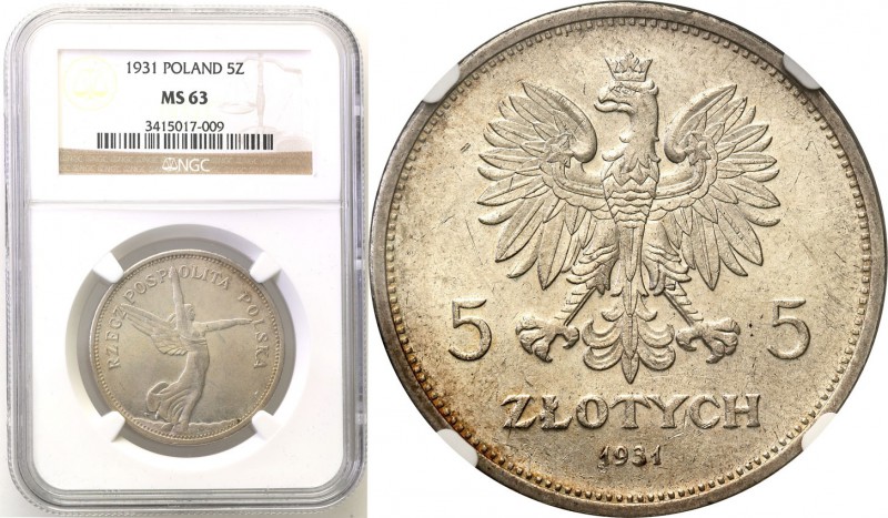 Poland II Republic 
POLSKA / POLAND / POLEN

II RP. 5 zlotych 1931 Nike NGC M...