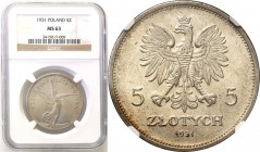Poland II Republic 
POLSKA / POLAND / POLEN

II RP. 5 zlotych 1931 Nike NGC MS63 (2 MAX) 
Druga najwyższa nota gradingowa na świecie. Tylko jeden ...