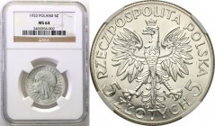 Poland II Republic 
POLSKA / POLAND / POLEN

II RP. 5 zlotych 1933 Womens head NGC MS64 (2 MAX) 
Druga najwyższa nota gradingowa na świecie.Moneta...