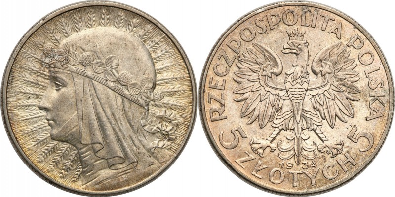Poland II Republic 
POLSKA / POLAND / POLEN

II RP. 5 zlotych 1934 Womens hea...