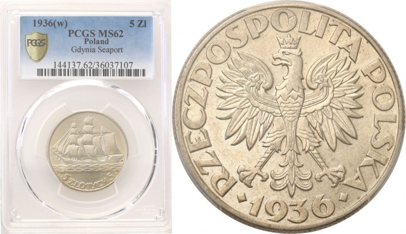 Poland II Republic 
POLSKA / POLAND / POLEN

II RP. 5 zlotych 1936 Sailing bo...