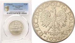 Poland II Republic 
POLSKA / POLAND / POLEN

II RP. 5 zlotych 1936 Sailing boat PCGS MS62 
Bardzo ładny egzemplarz, intensywny połysk menniczy i z...