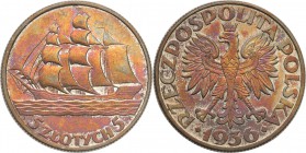 Poland II Republic 
POLSKA / POLAND / POLEN

II RP. 5 zlotych 1936 Sailing boat 
Piękny egzemplarz, zachowany połysk menniczy, kolorowa patyna. Rz...