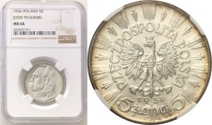 Poland II Republic 
POLSKA / POLAND / POLEN

II RP. 5 zlotych 1936 Pilsudski NGC MS64 
Wyśmienity, menniczy egzemplarz z kolorową patyną rantu.Par...