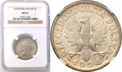 Poland II Republic 
POLSKA / POLAND / POLEN

II RP. 2 zlote 1924, Paris NGC MS64 (2 MAX) 
Druga najwyższa nota gradingowa na świecie. Tylko dwa eg...