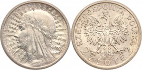 Poland II Republic 
POLSKA / POLAND / POLEN

II RP. 2 zlote 1932 Womens head 
Piękny egzemplarz, połysk.Parchimowicz 110a
Waga/Weight: 4,37 g Ag ...