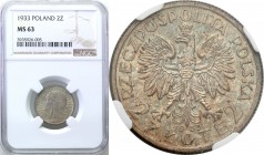 Poland II Republic 
POLSKA / POLAND / POLEN

II RP. 2 zlote 1933 Womens head NGC MS63 
Wspaniały, menniczy egzemplarz z kolorową patyna na całej p...