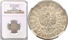 Poland II Republic 
POLSKA / POLAND / POLEN

II RP. 2 zlote 1934 Pilsudski NGC MS61 
Piękny egzemplarz. Połysk menniczy przebijający spod patyny.P...