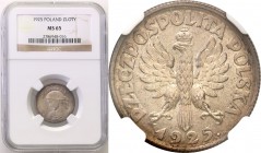 Poland II Republic 
POLSKA / POLAND / POLEN

II RP. 1 zloty 1925, Londyn, dot after the date NGC MS65 (2 MAX) 
Druga najwyższa nota grdingowa na ś...
