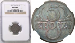 Poland II Republic 
POLSKA / POLAND / POLEN

II RP. 5 groszy 1928 NGC MS64 BN 
Wyśmienity, menniczy egzemplarz. Wspaniały połysk, kolorowa patyna....