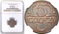 Poland II Republic 
POLSKA / POLAND / POLEN

II RP. 5 groszy 1937 NGC MS65 BN (2 MAX) 
Druga najwyższa nota gradingowa na świecie.Menniczy egzempl...