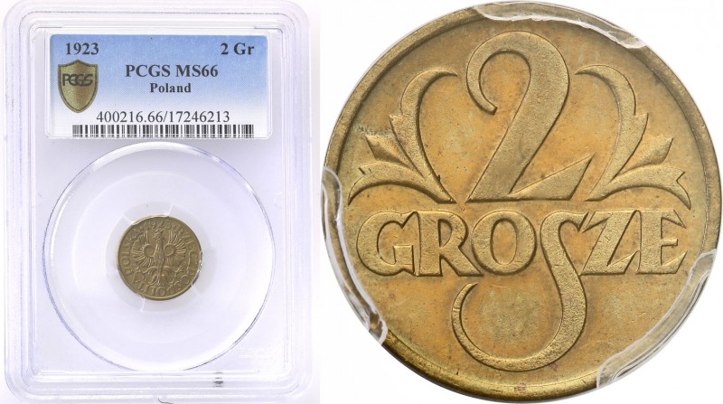 Poland II Republic 
POLSKA / POLAND / POLEN

II RP. 2 grosze 1923 PCGS MS66 (...