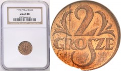 Poland II Republic 
POLSKA / POLAND / POLEN

II RP. 2 grosze 1925 NGC MS65 RD (2 MAX) 
Druga najwyższa nota gradingowa na świecie. Tylko 2 egzempl...