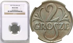 Poland II Republic 
POLSKA / POLAND / POLEN

II RP. 2 grosze 1927 NGC MS65 BN (2 MAX) 
Druga najwyższa nota gradingowa na świecie. Tylko 2 egzempl...