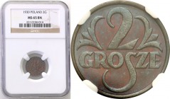 Poland II Republic 
POLSKA / POLAND / POLEN

II RP. 2 grosze 1930 NGC MS65 BN (MAX) 
Najwyższa nota gradingowa na świecie.Egzemplarz wybierany nie...