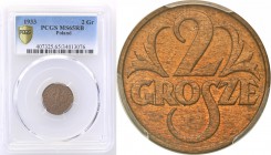 Poland II Republic 
POLSKA / POLAND / POLEN

II RP. 2 grosze 1933 PCGS MS65 RB (MAX) 
Najwyższa nota gradingowa na świecie.Najrzadszy rocznik mone...