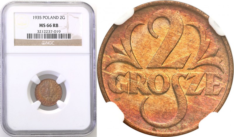 Poland II Republic 
POLSKA / POLAND / POLEN

II RP. 2 grosze 1935 NGC MS66 RB...