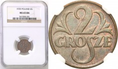 Poland II Republic 
POLSKA / POLAND / POLEN

II RP. 2 grosze 1935 NGC MS65 BN (2 MAX) 
Druga najwyższa nota gradingowa na świecie. Tylko jeden egz...
