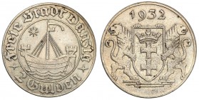 Danzig 
POLSKA / POLAND / POLEN / DANZIG / GDANSK

Free City Gdansk/ Danzig. 2 Guldeny 1932 
Rzadka moneta.Dużo połysku menniczego w tle. Drobne r...