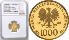 Gold coins Polish People Republic (PRL)
POLSKA/ POLAND/ POLEN/ PROBE/ PATTERN/ GOLD

PRL. 1.000 zlotych 1988 Pope John Paul II X years of the Ponti...