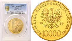 Gold coins Polish People Republic (PRL)
POLSKA/ POLAND/ POLEN/ PROBE/ PATTERN/ GOLD

PRL. 10.000 zlotych 1989 Pope John Paul II kratka PCGS MS68 (2...