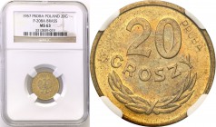 Probe coins Polish People Republic (PRL)
POLSKA/ POLAND/ POLEN/ PROBE/ PATTERN

PRL. PROBE/PATTERN brass 20 groszy 1957 NGC MS63 (MAX) 
Najwyższa ...