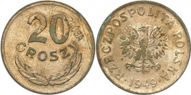 Probe coins Polish People Republic (PRL)
POLSKA/ POLAND/ POLEN/ PROBE/ PATTERN

PRL. PROBE/PATTERN COPPER NICKEL 20 groszy 1949 
Bardzo rzadka mon...