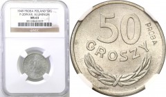 Probe coins Polish People Republic (PRL)
POLSKA/ POLAND/ POLEN/ PROBE/ PATTERN

PRL. PROBE/PATTERN aluminum 5 groszy 1949 NGC MS63 
Na rewersie wk...