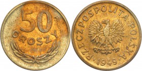 Probe coins Polish People Republic (PRL)
POLSKA/ POLAND/ POLEN/ PROBE/ PATTERN

PRL. PROBE/PATTERN brass 50 groszy 1949 
Bardzo rzadka moneta wybi...