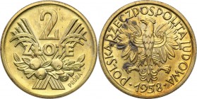 Probe coins Polish People Republic (PRL)
POLSKA/ POLAND/ POLEN/ PROBE/ PATTERN

PRL. PROBE/PATTERN brass 2 zlote 1958 Jagody 
Ekstremalnie rzadka ...