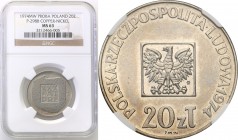 Probe coins Polish People Republic (PRL)
POLSKA/ POLAND/ POLEN/ PROBE/ PATTERN

PRL. PROBE/PATTERN COPPER NICKEL 20 zlotych 1974 XXX PRL NGC MS63 (...