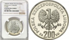 Probe coins Polish People Republic (PRL)
POLSKA/ POLAND/ POLEN/ PROBE/ PATTERN

PRL. PROBE/PATTERN silver 200 zlotych 1980 Boleslaw Chrobry półpost...