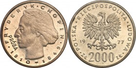 Probe coins Polish People Republic (PRL)
POLSKA/ POLAND/ POLEN/ PROBE/ PATTERN

PRL PROBE/PATTERN nickel 2000 zlotych 1977 Chopin 
Piękny egzempla...