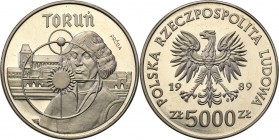 Collection - Nickel Probe Coins
POLSKA/ POLAND/ POLEN/ PROBE/ PATTERN

PRL. PROBE/PATTERN nickel 5000 zlotych 1989 Toruń 
Piękny egzemplarz. Fisch...