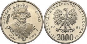 Collection - Nickel Probe Coins
POLSKA/ POLAND/ POLEN/ PROBE/ PATTERN

PRL. PROBE/PATTERN nickel 2000 zlotych 1981 Boleslaw Śmiały 
Piękny egzempl...