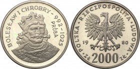 Collection - Nickel Probe Coins
POLSKA/ POLAND/ POLEN/ PROBE/ PATTERN

PRL. PROBE/PATTERN nickel 2000 zlotych 1980 Boleslaw Chrobry 
Piękny egzemp...