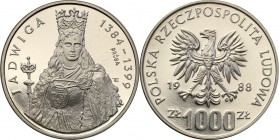 Collection - Nickel Probe Coins
POLSKA/ POLAND/ POLEN/ PROBE/ PATTERN

PRL. PROBE/PATTERN nickel 1000 zlotych 1988 Jadwiga 
Piękny egzemplarz.Fisc...