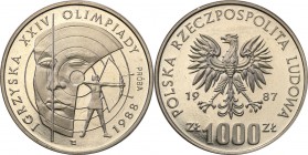 Collection - Nickel Probe Coins
POLSKA/ POLAND/ POLEN/ PROBE/ PATTERN

PRL. PROBE/PATTERN nickel 1000 zlotych 1987 Igrzyska XXIV Olimpiady 
Piękny...
