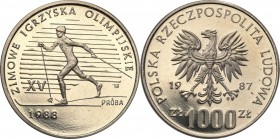 Collection - Nickel Probe Coins
POLSKA/ POLAND/ POLEN/ PROBE/ PATTERN

PRL. PROBE/PATTERN nickel 1000 zlotych 1987 XV Winter Olympics 
Piękny egze...